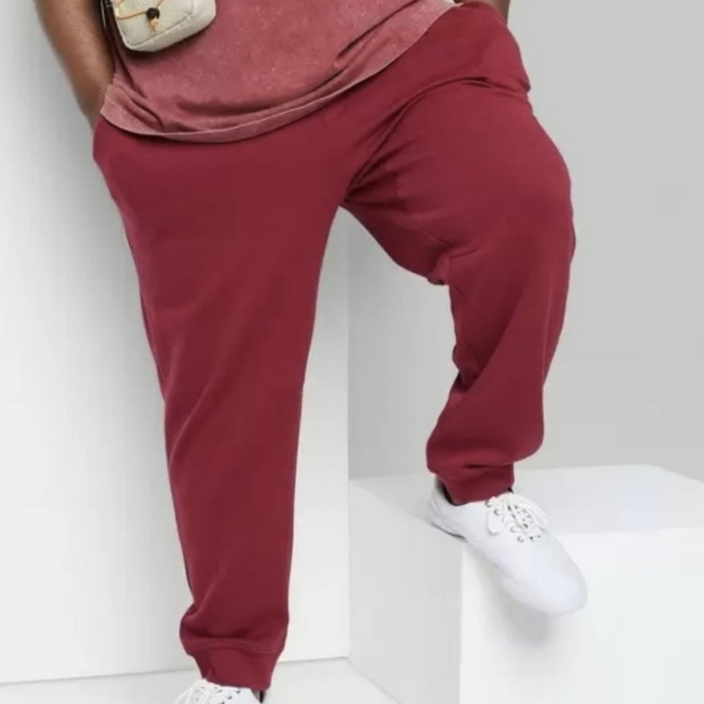 3XL Red Ribbon Cotton Knit Jogger Pants Pockets Original Use MENS 3XL